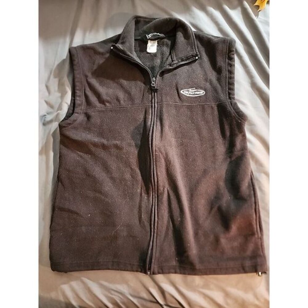 Team Realtree By RZO Fleece Vest Men Med Black Logo Pockets Full Zip